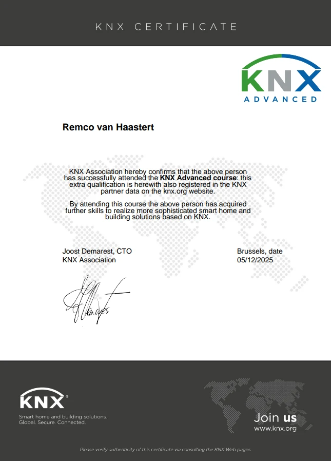 KNX Advanced certificaat